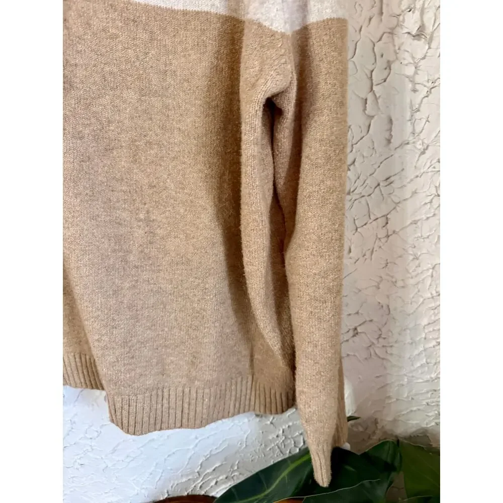 Goodfellow & Co Men's XL Colorblock Hooded Sweater Navy Tan Pullover